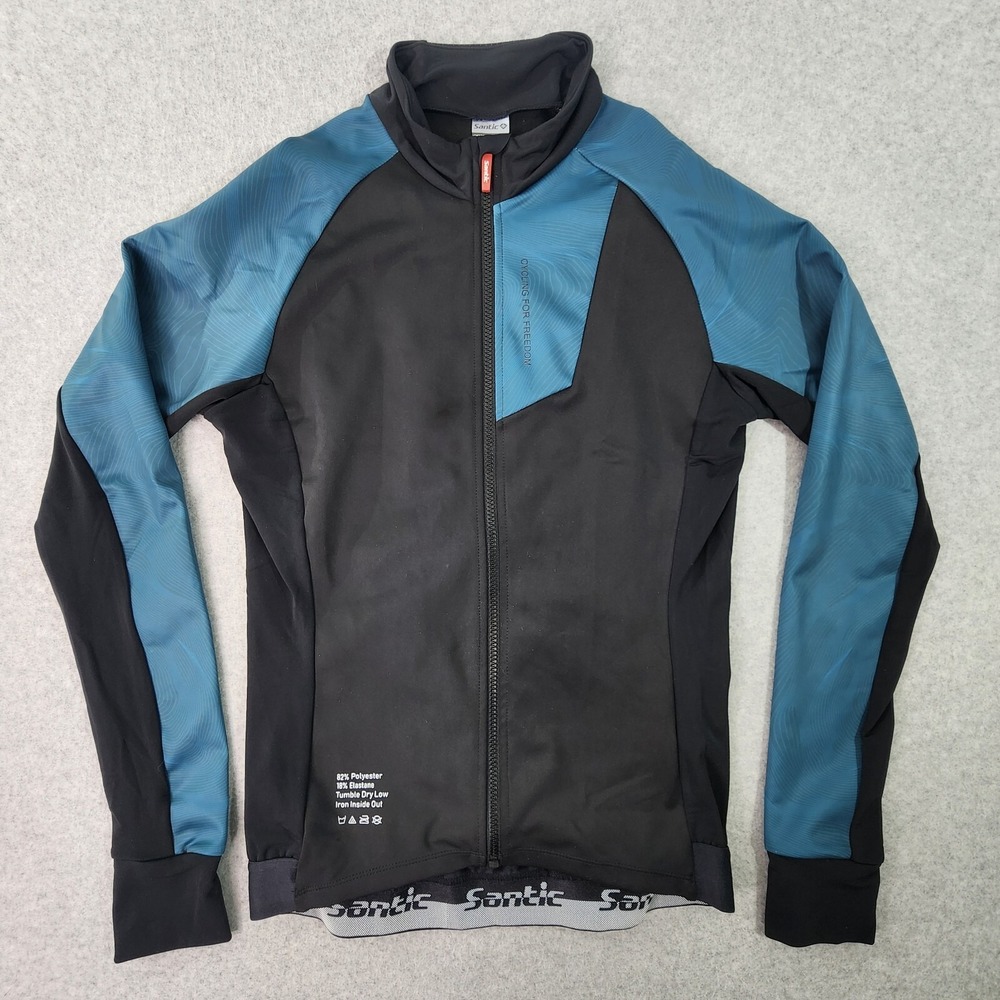 Santic Jacket Mens Small Black Cycling For Freedom Longsleeve MTB‎ Road Bike Zip